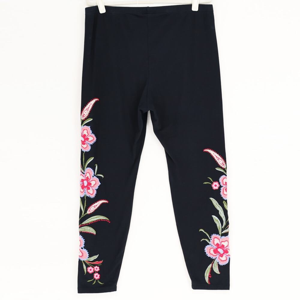 Johnny Was Women Black Floral Embroidered Libbi Boho Ankle Leggings Size XL - Picture 10 of 13